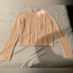 NWT Uniqlo Ines de la Fressange Beige Cream Lace Knit Cardigan XS